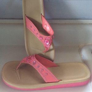 Pink Rhinestone Flip Flops Size 9-10